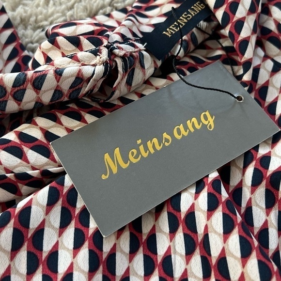 🆕 Meinsang patterned short sleeve plus size collared blouse red … - Picture 8 of 10